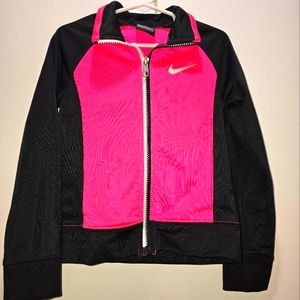 Nike Girls Size 5 Small Pink Black Full Zip Athletic Track Jacket